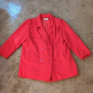 Herman Kay Woman Red Wool Plus Coat 2XL Lined Winter Christmas Holiday Overcoat